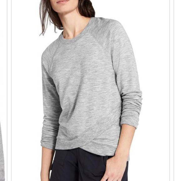 Athleta Tops - Athleta Gray Criss Cross Pullover Sweatshirt Size M